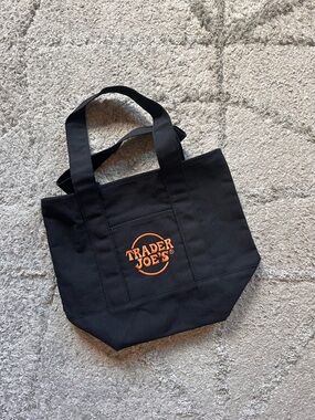 Trader Joe's Mini Black Canvas Tote with Orange Logo